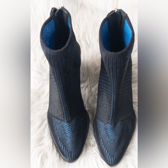 The WISHBONE COLLECTION navy & black net, chunky heel, women’s boots 8M - Picture 6 of 14